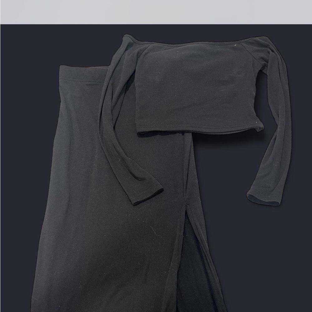 Black Two-Piece Long Sleeve Set